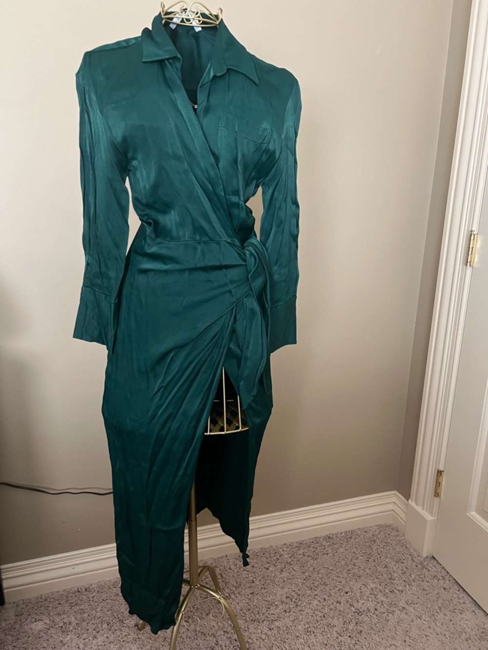 Zara Emerald Green Wrap Midi Dress